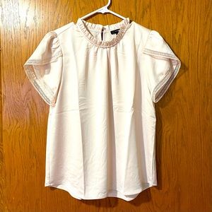 NWOT J. Crew Satin Tulip-Sleeve Ruffleneck Top size Medium color Dune